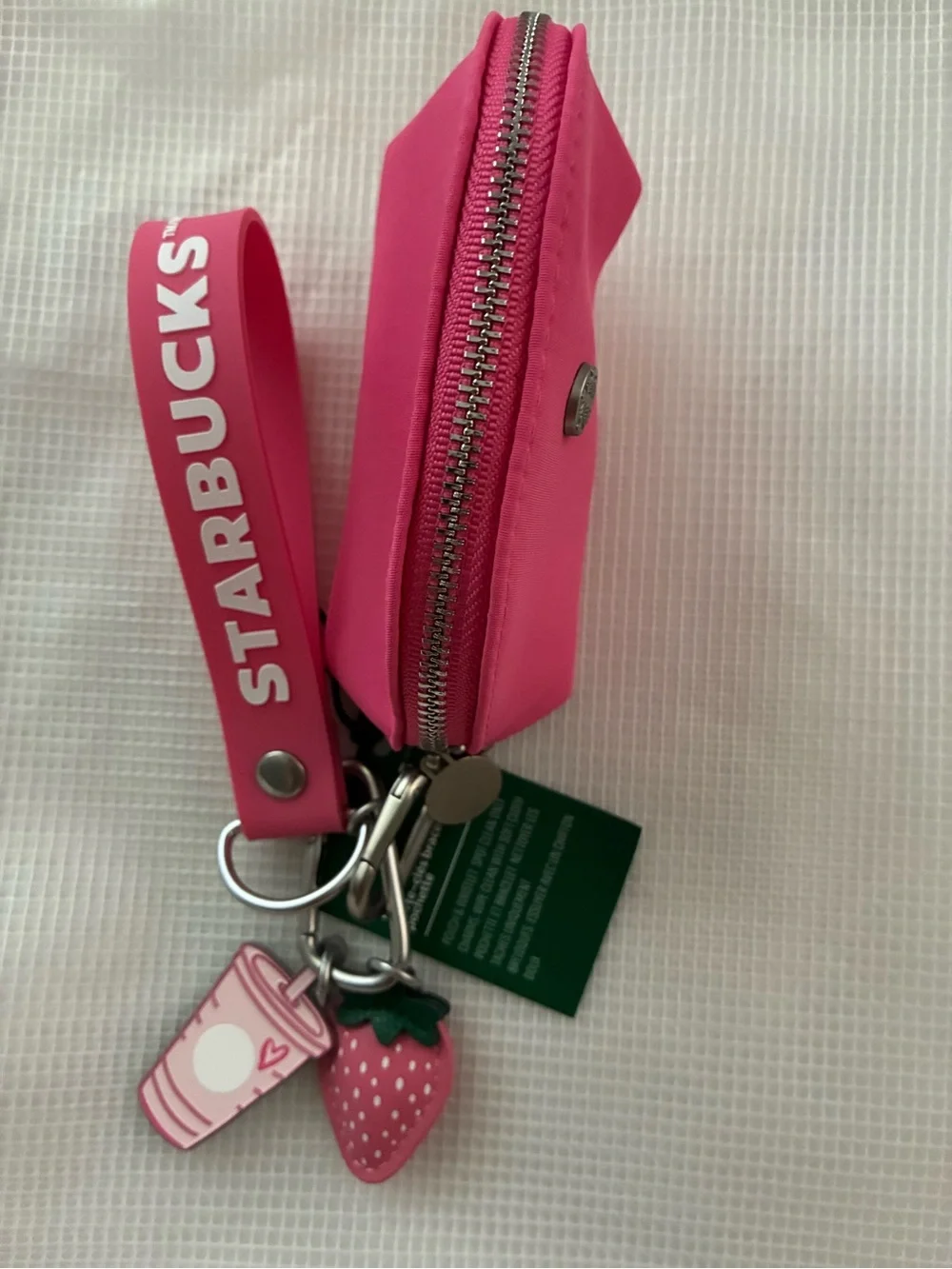 New Starbucks Pink Wristlet Pouch Keychain